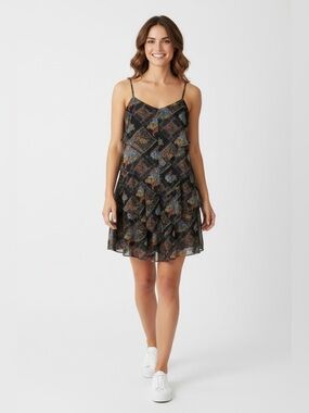 Free People Boho Patchwork Ruffle Daisy Chain Dress size 4